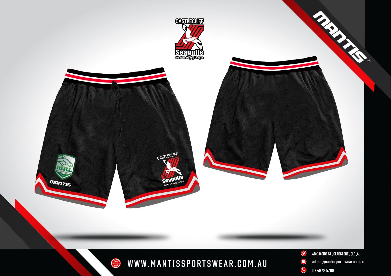 Castlecliff Seagulls Bball Shorts Black