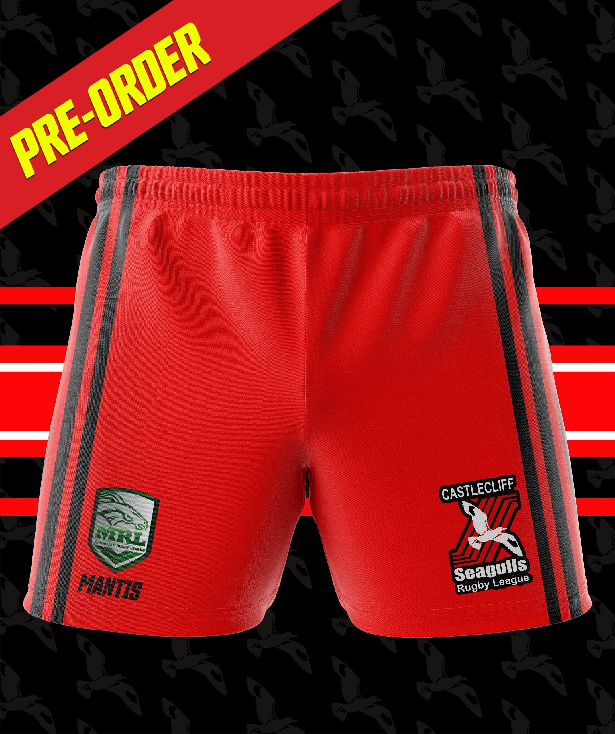Vintage Castlecliff Seagulls RL Shorts Red $50
