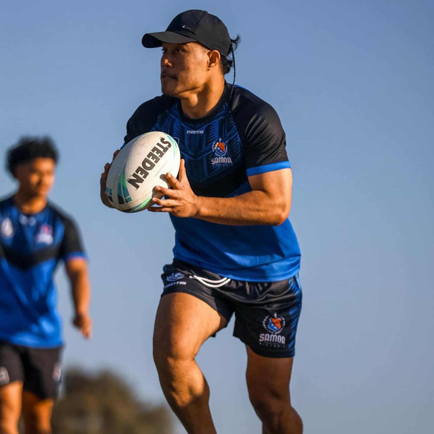 Professional rugby player in training with Mantis Samoa uniform ...