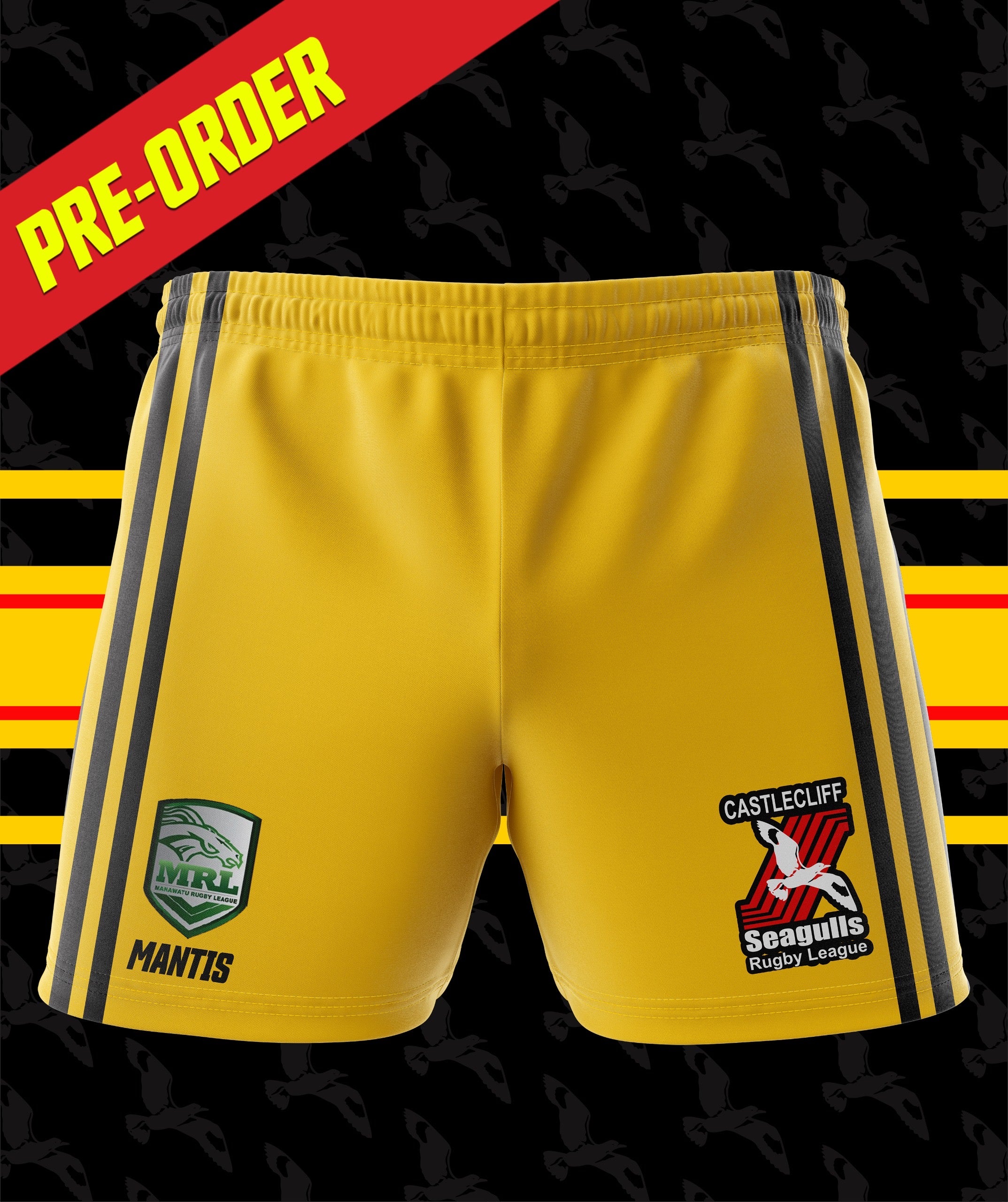 Vintage Castlecliff Seagulls RL Shorts Yellow $50