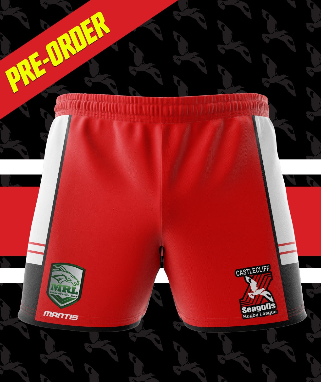 Vintage Castlecliff Seagulls RL Shorts Red $50