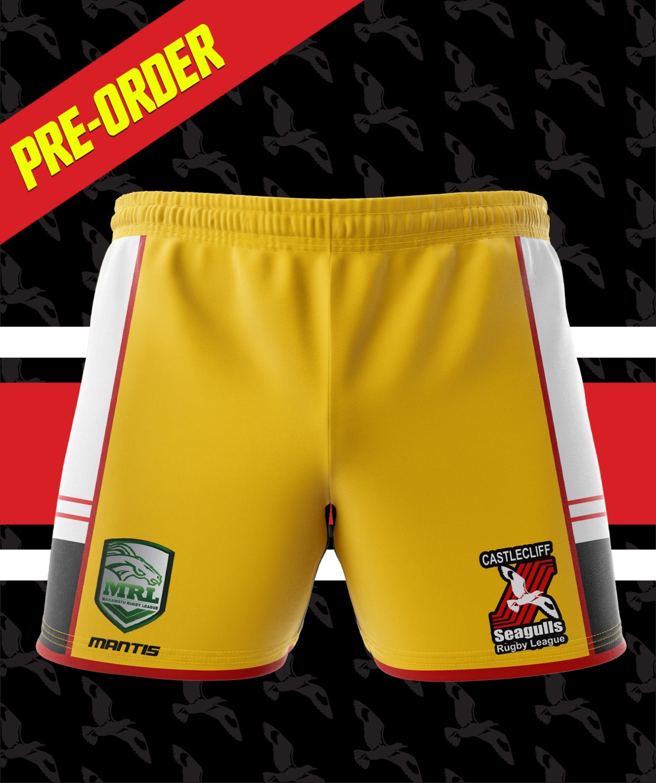 Vintage Castlecliff Seagulls RL Shorts Yellow $50