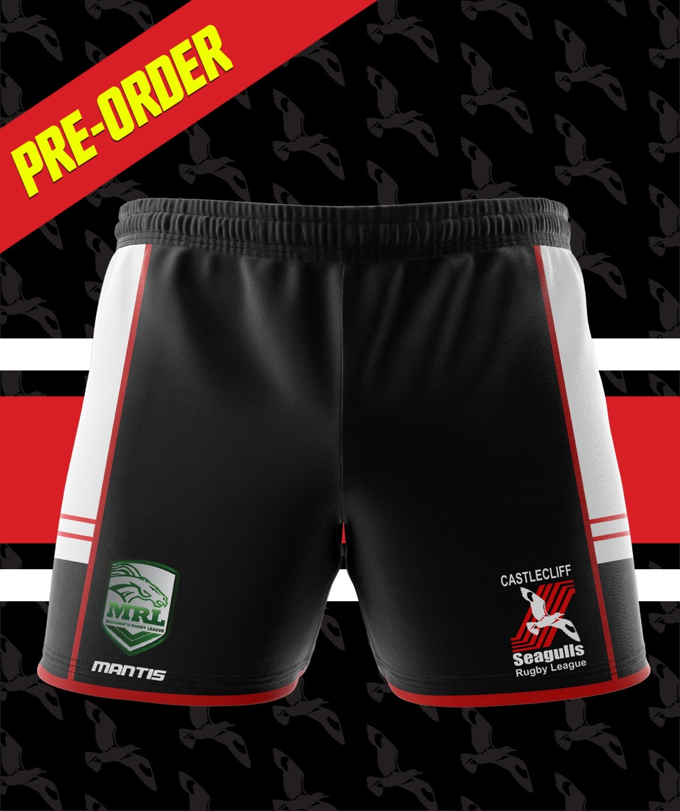 Vintage Castlecliff Seagulls RL Shorts Black $50